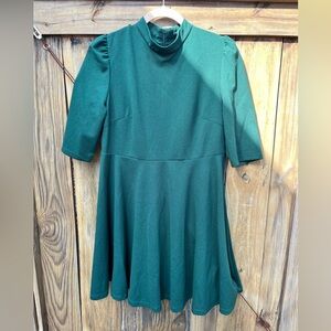 Vintage teal green mock neck mini dress